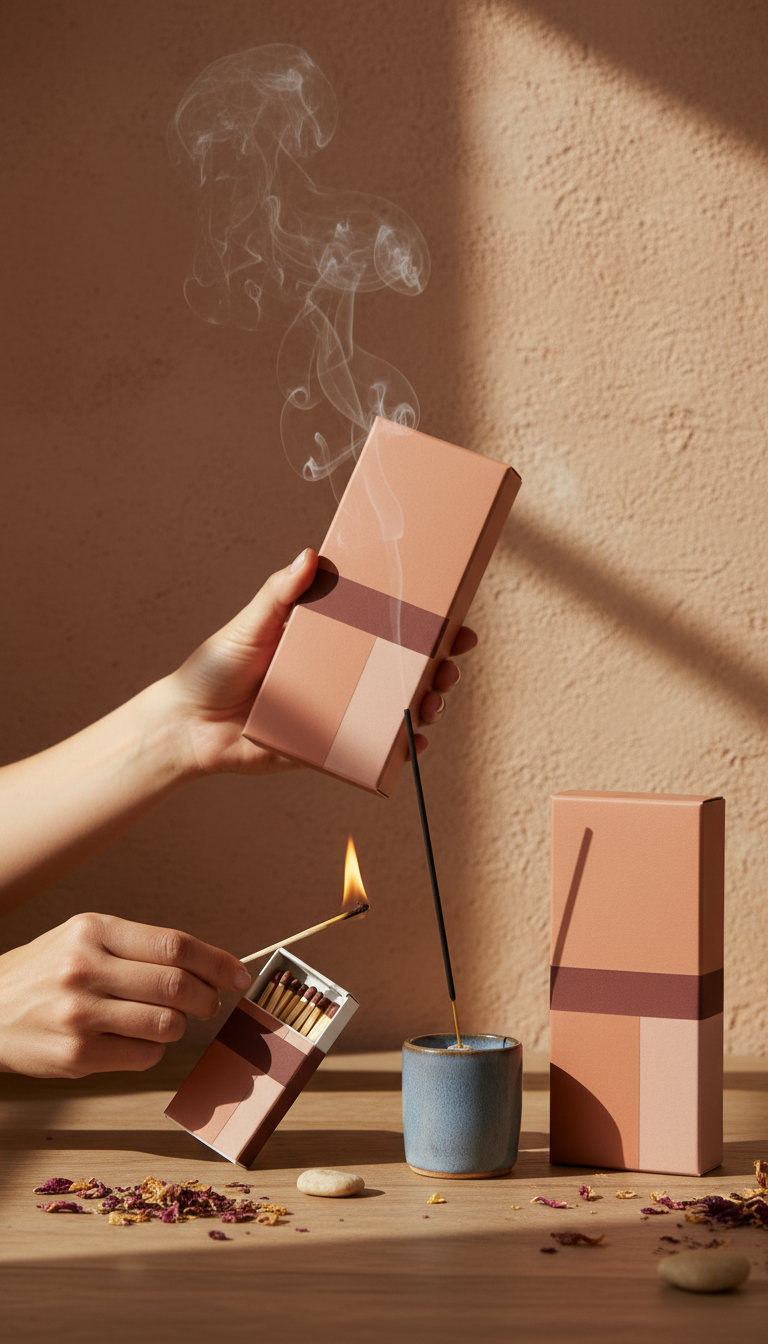 Designer Matchbox Terracotta & Rose in use
