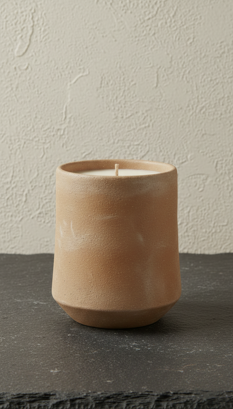 Earth clay scented candle in a new setting