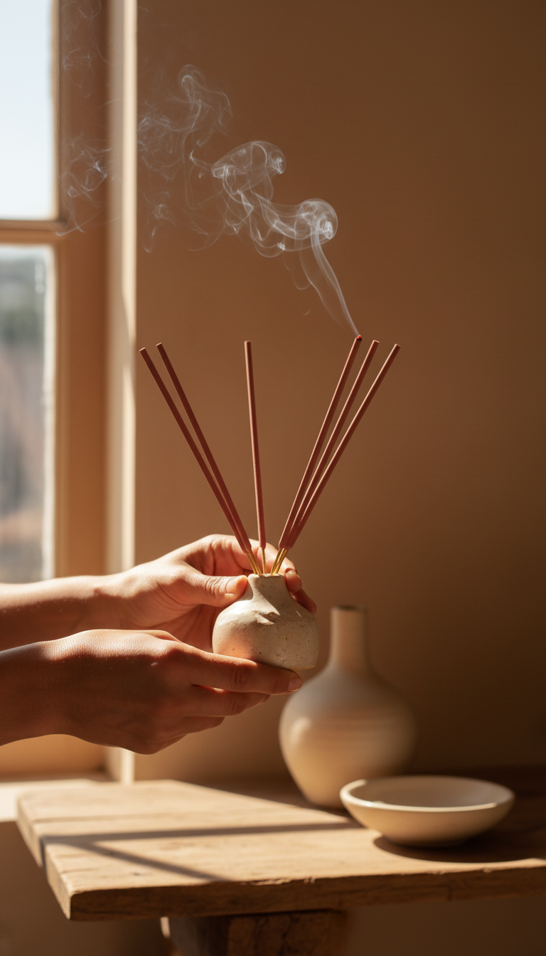 Artisanal Incense Sticks in use