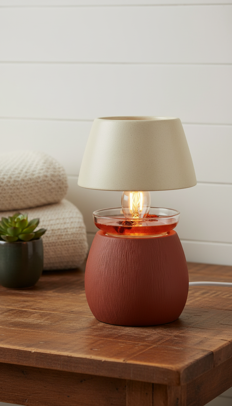Earthy Toned Candle Warmer Lamp in a new setting