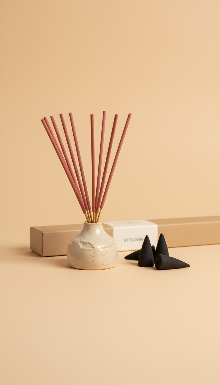 High-quality incense, Product shots should focus on the 3/4 angle, allowing the natural materials and artisanal design to...
